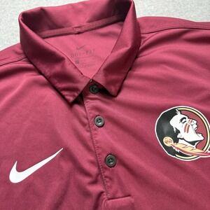 Florida State Seminoles Polo Shirt Mens Large‎ Nike Dri-Fit Gray Red Performance